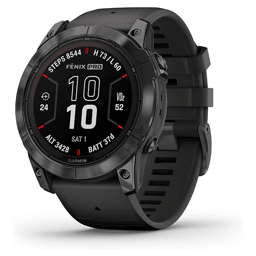 Garmin Fenix 7 Sapphire Solar Multisport GPS Watch - Titanium Bezel, Black Band